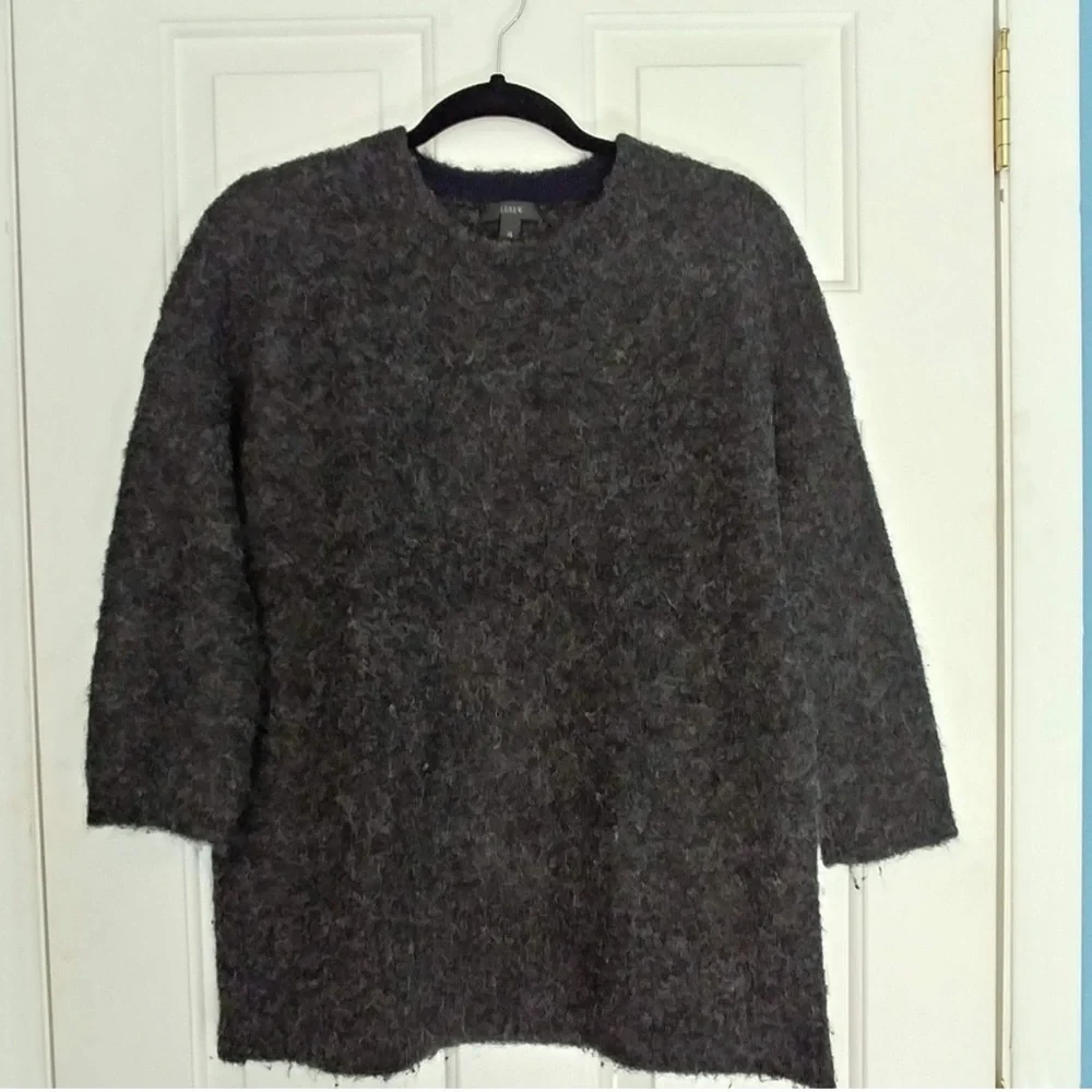 J. Crew Gray Textured Slouchy Alpaca Sweater XS Merino Wool